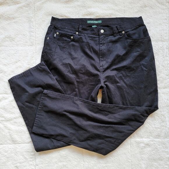 Ralph Lauren Black Cropped Straight Leg Pants - Picture 1 of 5